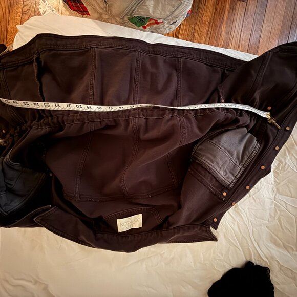 ulla johnson medium dk brown odette dylan denim puff sleeve peplum jacket - Picture 7 of 8